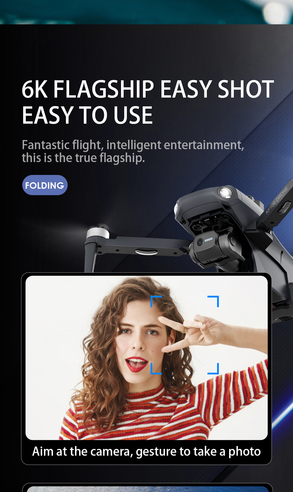2022 New Drone KF106 MAX 6K HD Dual Camera With GPS Optical Flow Localization Remote Control Aerial Photography Folding Drones