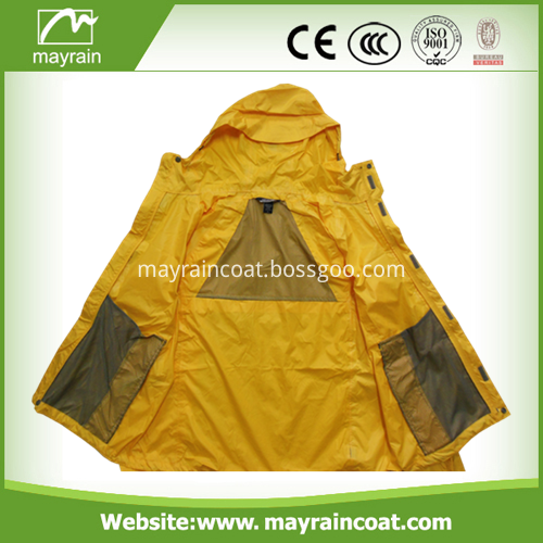 Bright Yellow Color Polyester Rain Jacket