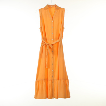 Yellow Skirts Tencel Garment Dye Long Dress