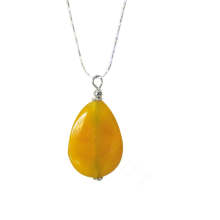 Natural Gemstone Agate Necklace with Silver Chain