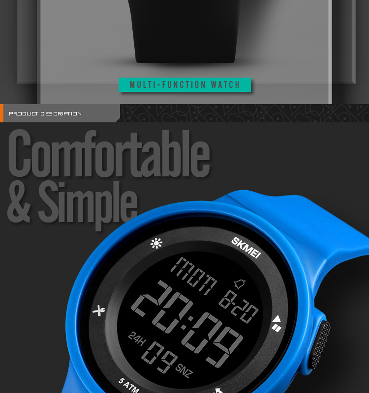 Skmei waterproof sport fashion color strap digital stop watch