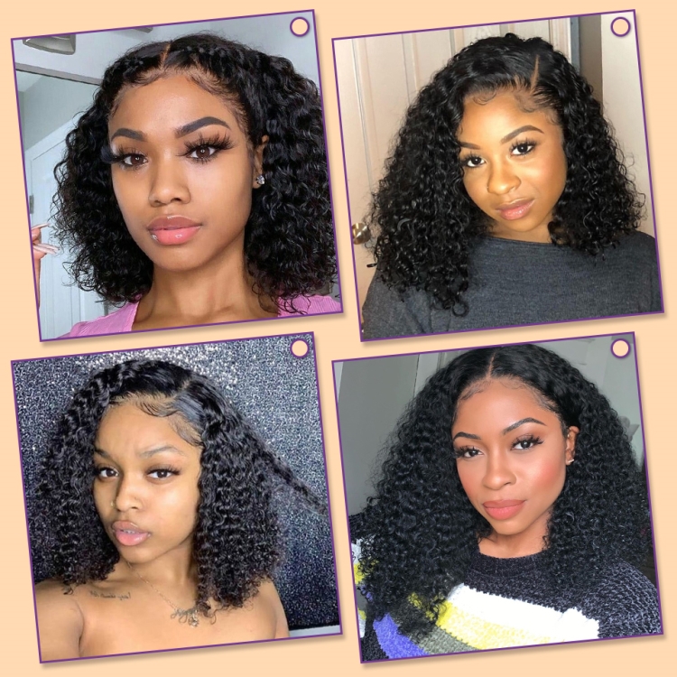13*4 4*4 13*1 T lace curly bob wig silky Virgin Cuticle Aligned Brazilian natural Human Hair wig wholesale price for black woman