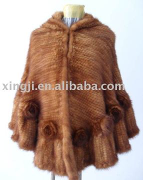 China supplier natural mink fur poncho