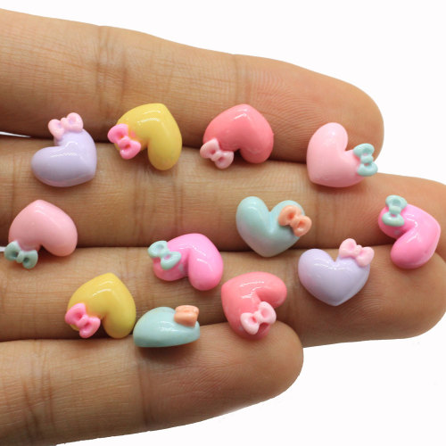100pcs Flat Back Resin Lovely Heart Bow knot Charms Craft Scrapbook DIY Art Decor Pendant Earring Necklace Jewelry Ornaments