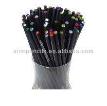 HB black wooden pencil with color crystal