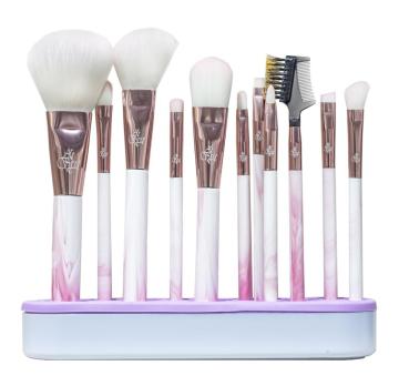 11 pcs Pink Marbled Handle Makeup Brush Set