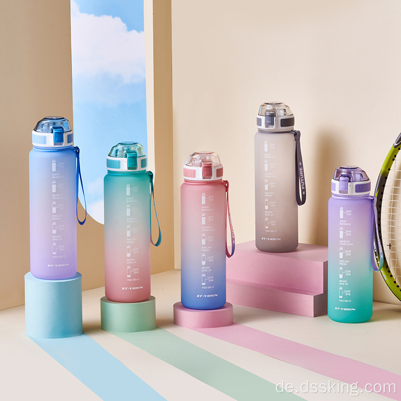 BPA Free Water Flasche Leckdelke Plastikflasche mit Timermarkierungen