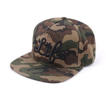 camo embroidery snapback cap