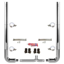 7\" Chrome Exhaust Kit with Flat Top Stacks and Long Drop Elbows - 120 Inch Length