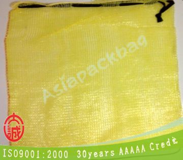 yellow elastic firewood drawstring tubular mesh bags