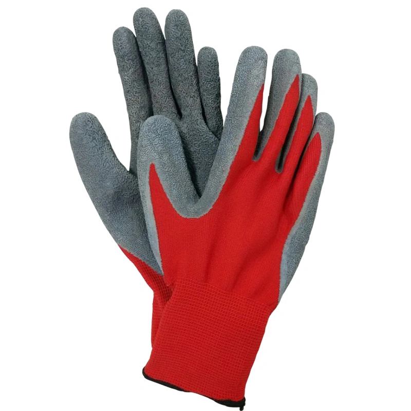 13G Red Polyester with Black Latex Coated Gloves