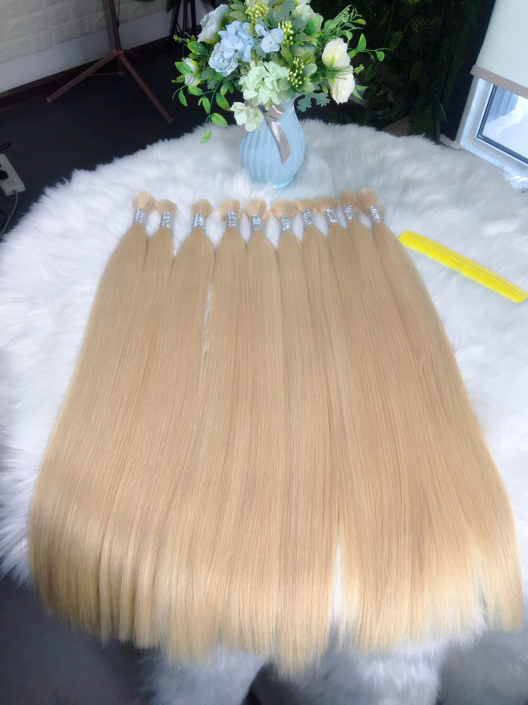 100% Virgin Remy Bulk Hair Extensions European Caucasian Blonde 613 60 Wholesale No Weft Human Hair Extensions