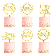 Gold Geometric Round Letter Cake Toppers for Birthday and Wedding Parties