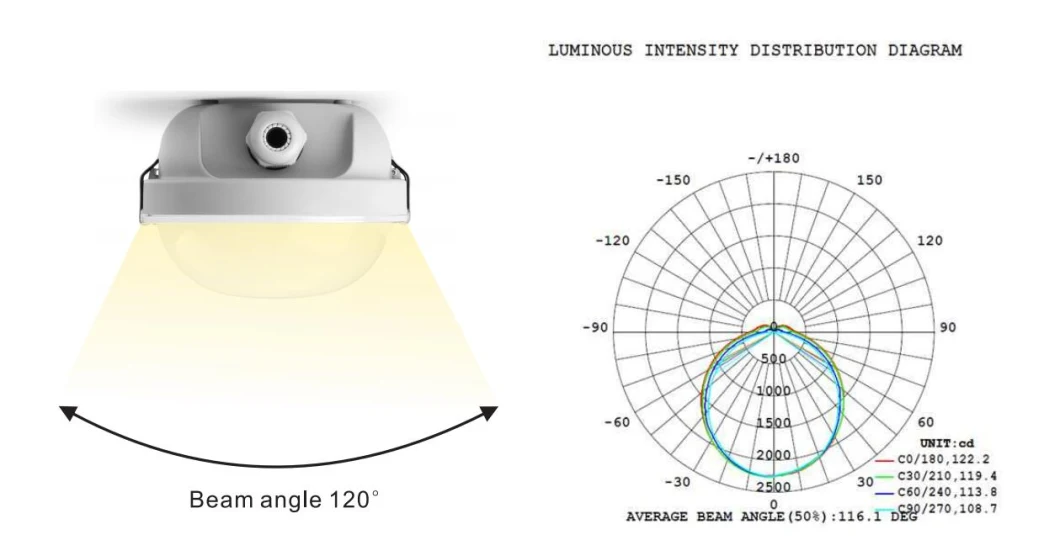 20W 40W 55W IP65 LED Tri-Proof Fixture Lighting