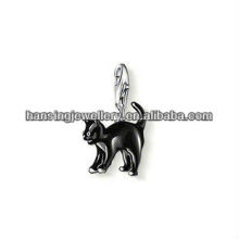 wholesale black enamel cat charm