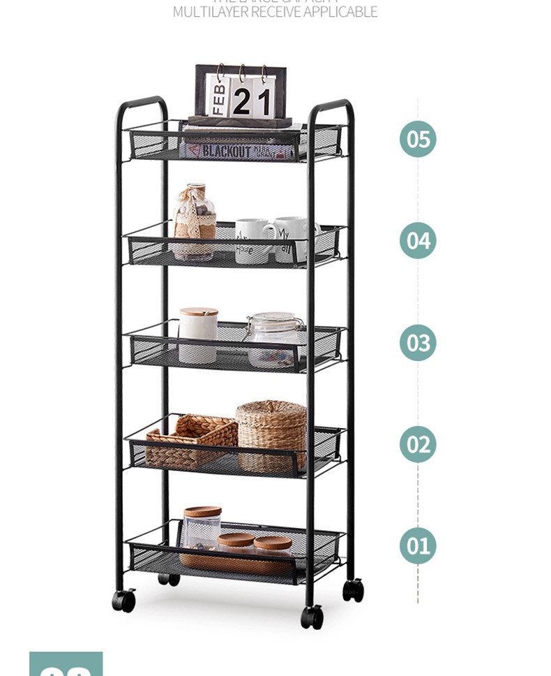 چرخ دستی ذخیره سازی آشپزخانه انعطاف پذیر غیر تاشو Non-folding Flexible Kitchen Storage Trolley