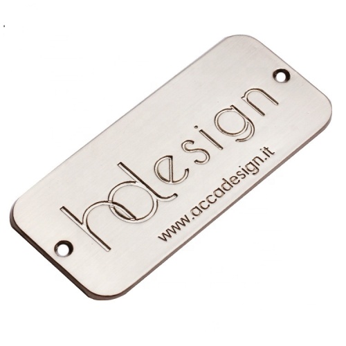 Bolsos personalizados Placa de identificación de metal de níquel con cepillo