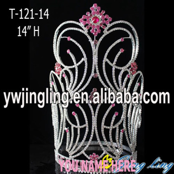 Wholesale Big Rhinestone Pink Snowflake Pageant Crown