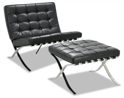 Chaise Barcelone en PU noir