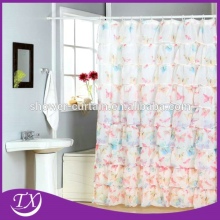 RUFFLE COLORFUL PRINTING FABRIC SHOWER CURTAINS