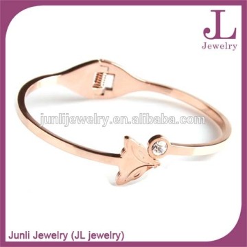 Rose Gold Plated Cute Fox Head Bangle Stainless Steel Imitation Jewelry