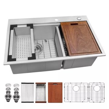 Ledge multifunctionele handgemaakte werkstation sink topmount