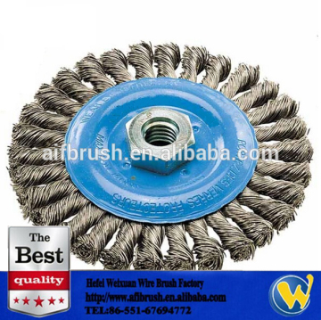 Wheel Wire Brush Twisted Knot 4 inch brush with nut