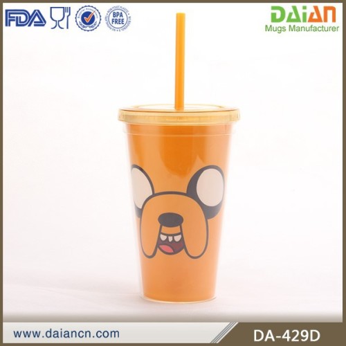 Personalized plastic tumbler cups drinking cups with straw