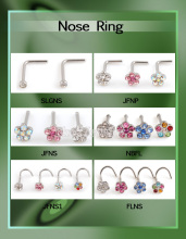 316L Surgical Steel Multi-gem Paved Indian Nose Stud