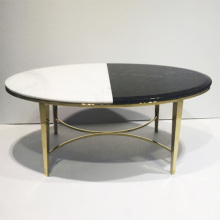 Ellipsoid Marble Top Stainless Steel Coffee Table