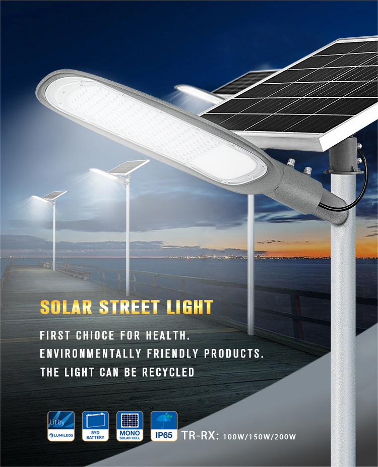 KCD high quality outdoor ip67 ce rohs projects road 150w solar street light remote control