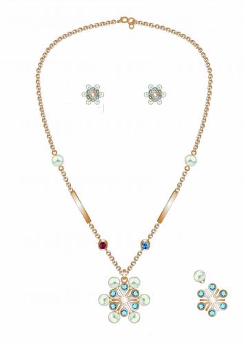 Ensemble Collier et Boucles d&#39;Oreilles Flocon de Neige