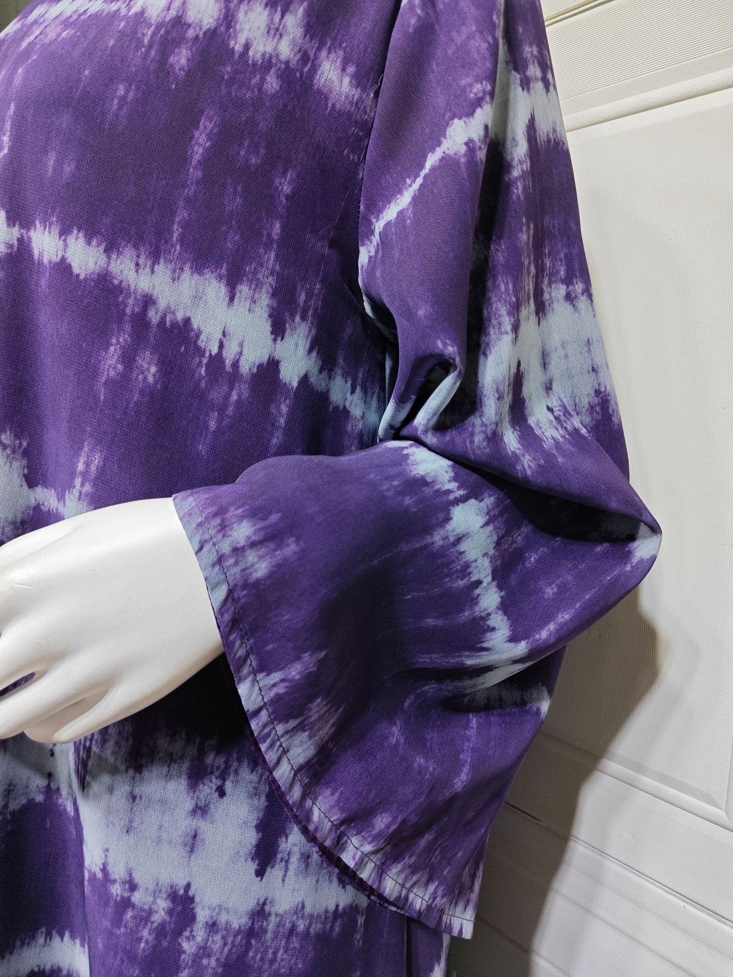 ست حجاب با رنگ بنفش باز ابایا MQ269 (7) Purple Tie-Dye Open Abaya Matching Hijab Set MQ269 (7)