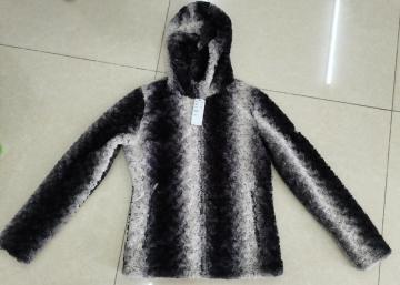 Women's Printed Fake Fur Hoody Jacket Fashion