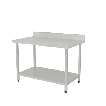 Stainless Steel Worktable with Splash Guard - 16 Gauge