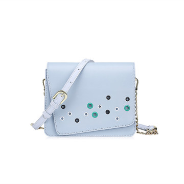 Candy color eyelet decoration asymmetric style shoulder bag