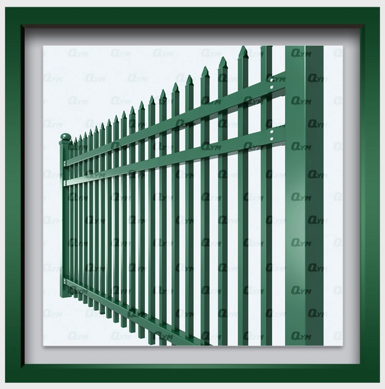 Welded Spear Top Steel Fence Spaced Picket Fence