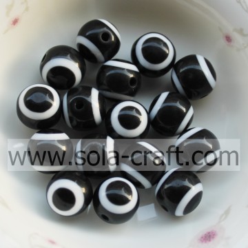 Top Quantity 12MM 500Pcs Black Evil Eye Gemstone Beads Wholesale Curtain Necelace Spacer Plain Round Synthetic Opal Beads
