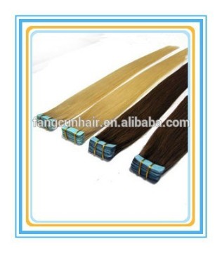 skin(PU) weft remy virgin hair extension wholesale price blue glue