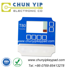 6 buttons keypad membrane switch with embossed buttons & transparent window