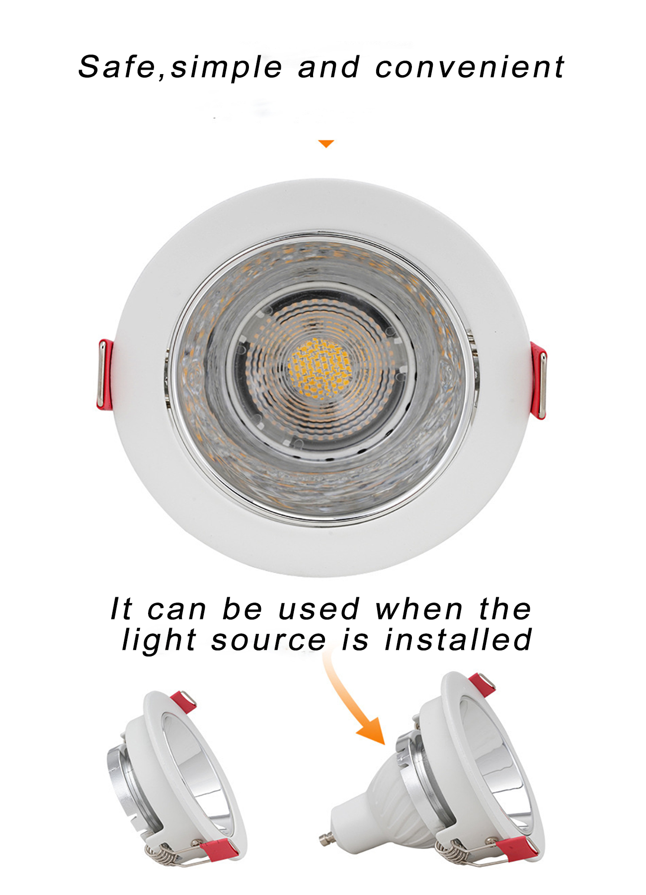 Medium and low style round fixed recessed ceiling frame apply to Gu5.3 Gu10 Mr16 Led ceiling Spotlight