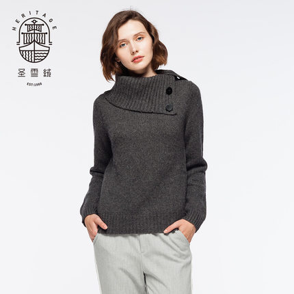 Womens turn-down collar cashmere sweater