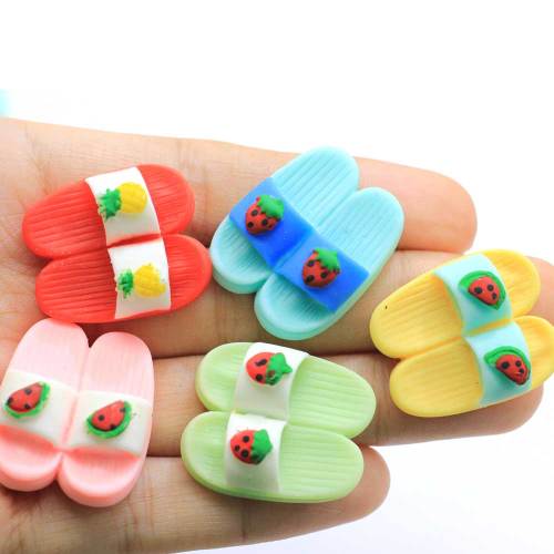 Nouveau arrivé enfants fruits pantoufle résine Cabochon coloré artisanat artificiel enfants bijoux fabrication d&#39;ornement