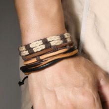 Handmade Multi-layer Waxed Thread Braided Leather Bracelet - Adjustable Tribal Jewelry