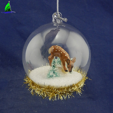 Christmas ball glass ornament deer figurines