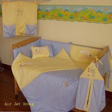 100 Percent Cotton Baby Crib Bedding Set with Applique Design