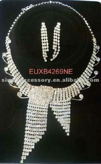 diamond necklace with earring/diamond bridal wedding jewelry set/diamond necklace set/hot new product for 2015/latest jewelry