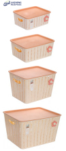 Versatile Storage Basket Plastic Weave Basket with Handle