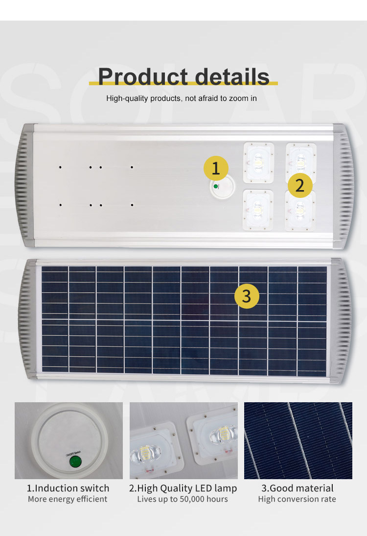 Good quality LED IP67 aluminum street light silver 400W park landscape solar street light