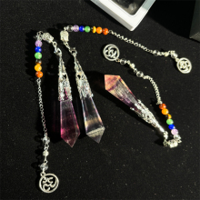 Wholesale High Quality Rainbow Fluorite Pendulum Natural Crystal Pendant